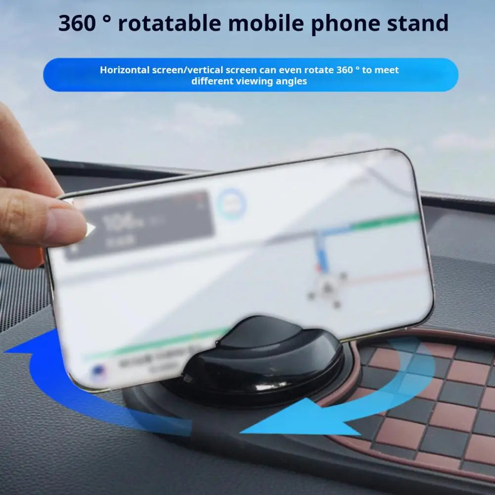 Car Dash Mat With Phone Holder 360-Degree Rotation Non-slip Car Dashboard Grip Pad Phone Mount Vehicle Storage Mat Car Supplies