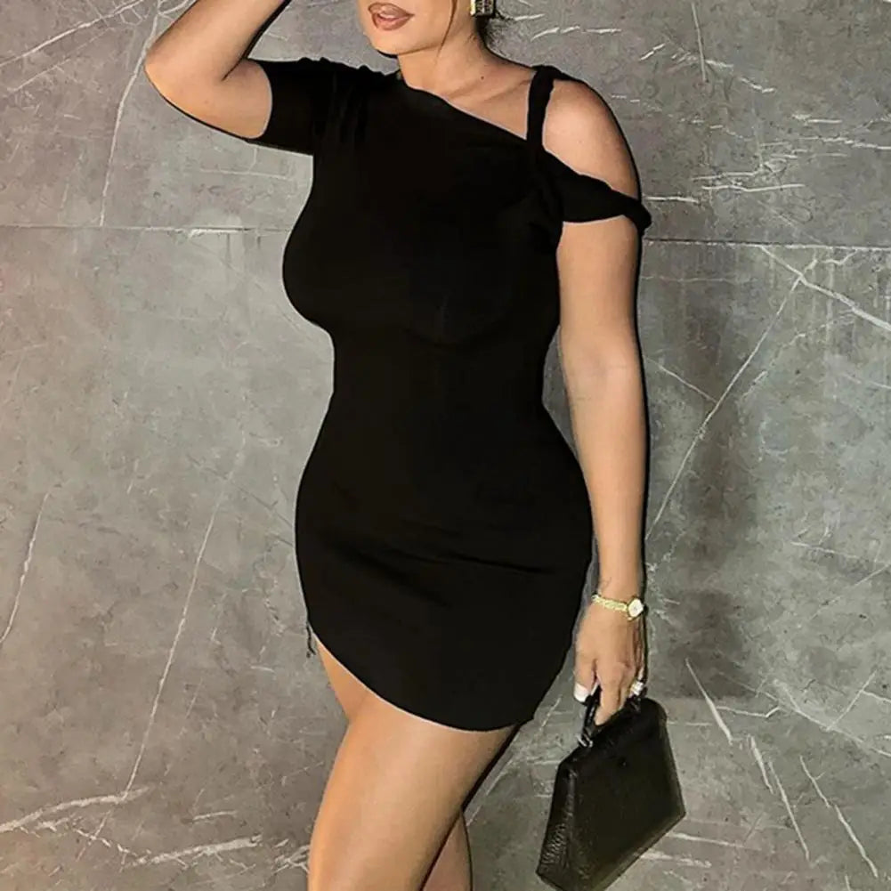 Weird Puss Bandage Dress Woman Summer Sexy Irregular Solid Sheath Chic Stretch Body-Shape Smooth Birthday Party Elegant Bodycon