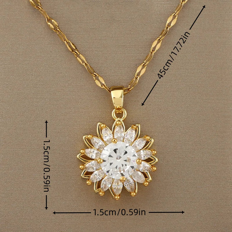 360° rotatable decompressible sunflower sunflower pendant necklace for women’s birthday gift, Thanksgiving gift for friends