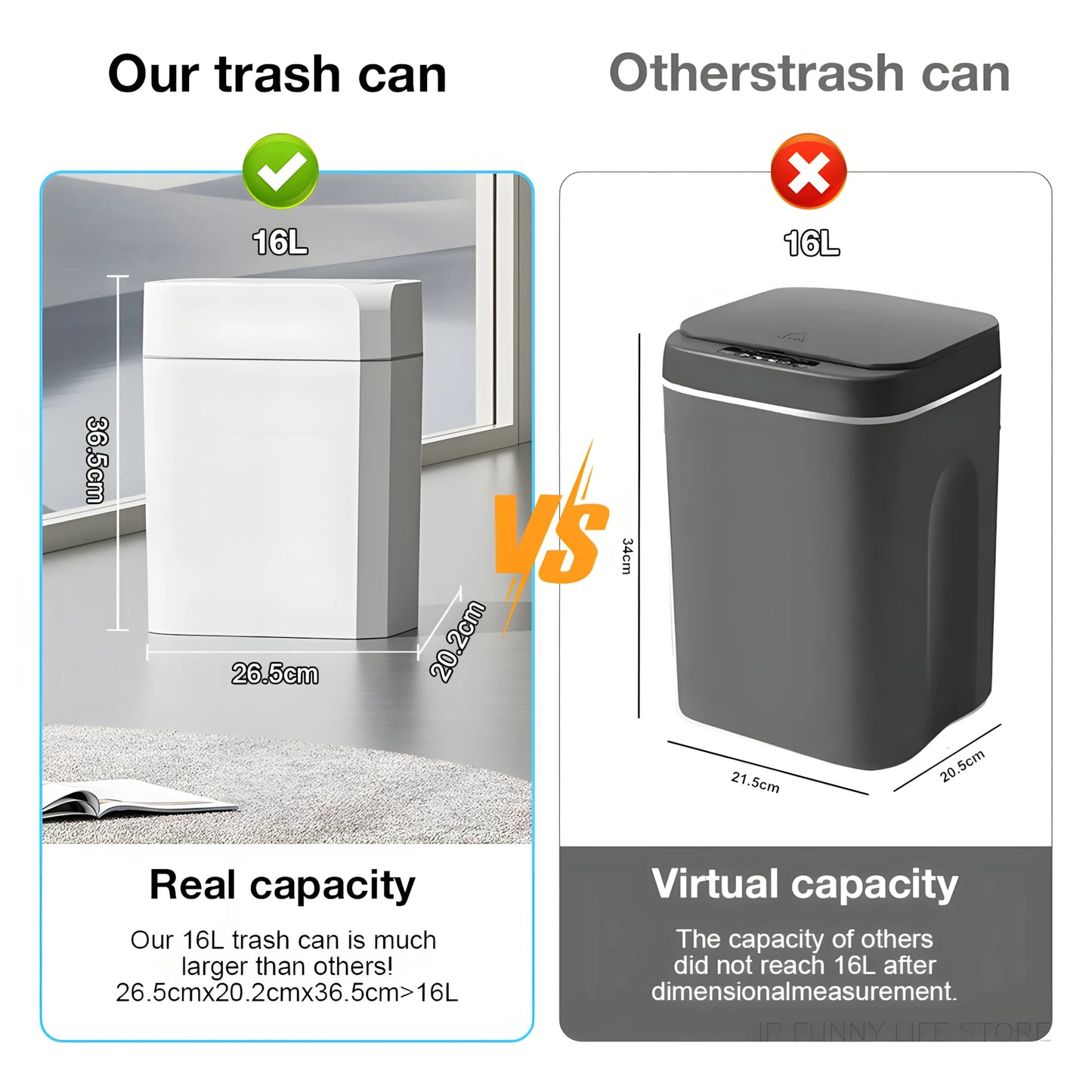 12L+16L Smart Sensor Trash Can Bathroom Anti odor Automatic Trash Bin For Toilet White Electric Wastebasket