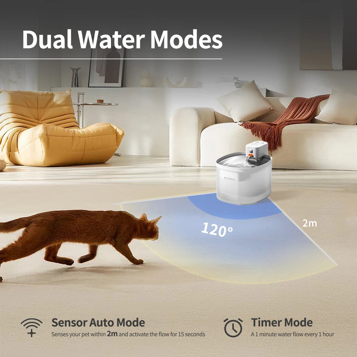 Automatic Pet Water Fountain, Smart Cat Water Feeder, Cordless Cat Water Dispensor, Battery Operated with Sensor Activated