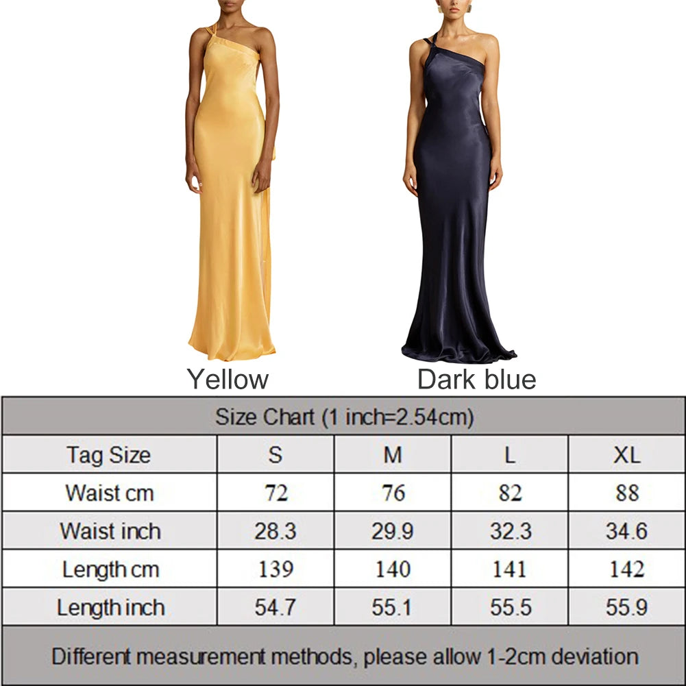 Weird Puss Backless Maxi Women Dress 1 Shoulder Skew Collar Sleeveless Skinny Wedding Party Solid Sexy Elegant Unique Vestido