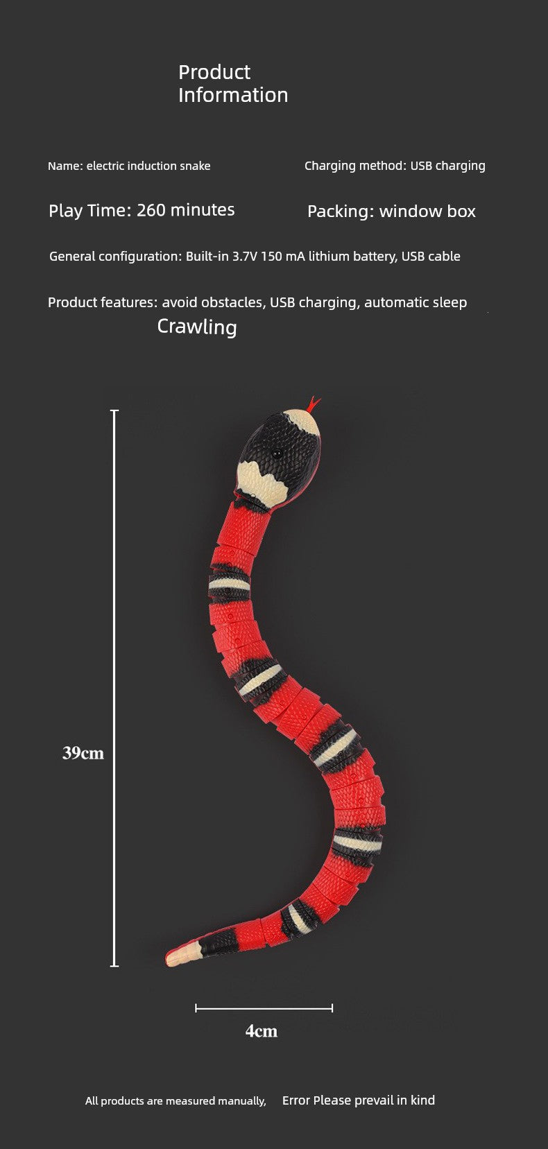 Cat Toy Snake Artificial Electric Self-Hi Relieving Stuffy Handy Gadget Automatic Cat Teaser Kitten Net Red Pet Cat Supplies