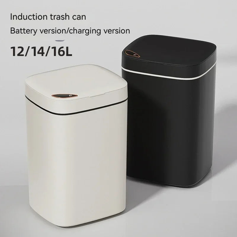 16L Smart Trash Can Automatic Sensor Trash Can Indoor Bathroom Crack Trash Can High Looking Anti-odor Household Products